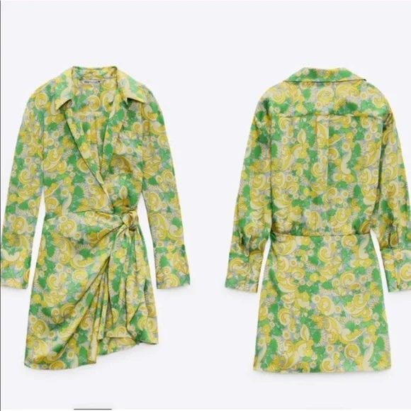 zara green and yellow dress Zara + Limited Edition Sequinned Check Dress